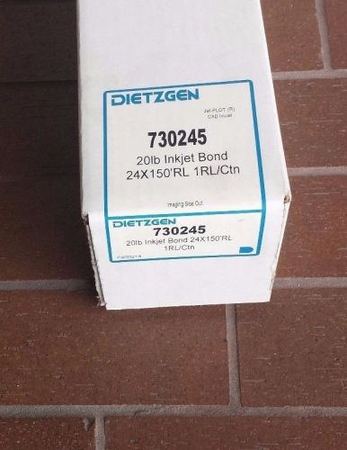 Dietzgen  #730245 -20 lb Ink Jet Bond Paper 24&#034; x 150 ft. roll 2 &#034; core plotter