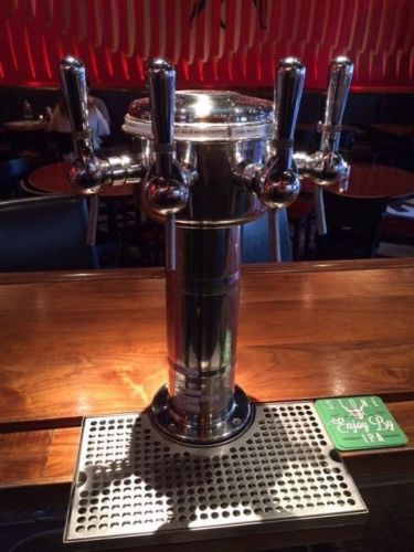 2 Micromatic MTM-4PSS-W Sommelier Wine Font Towers Stainless Steel w/Drip Trays