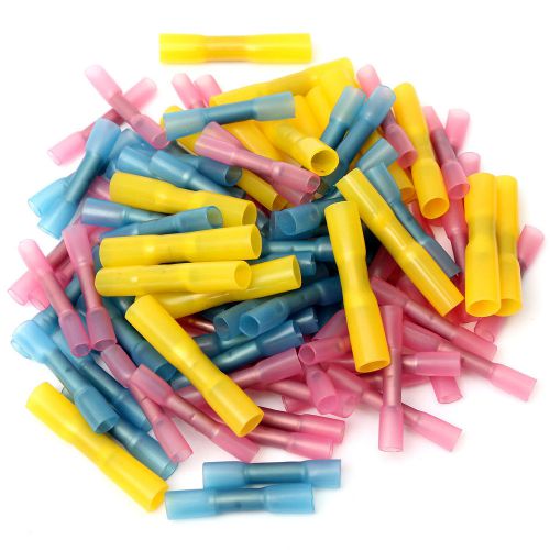 100Pcs Mixed Heat Shrink Butt Electrical Crimp Terminals Wire Cable Connectors