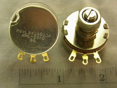 1 mil-spec centralab rv4laysa503a 50k 1/4&#034; locking shaft potentiometers for sale