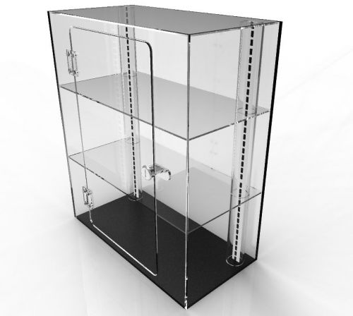 Clear Plexiglass Acrylic Cabinet Display Case 4Jewelry Cell Phone Valuable 14604