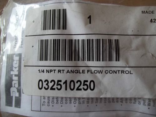 Parker 032510250 brass 1/4 npt right angle pneumatic flow control valve for sale