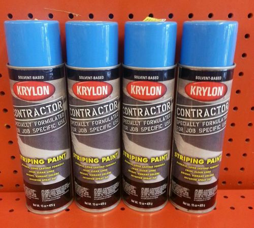 Lot of 4 Cans Krylon Contractor Striping Paint Handicap Blue Spay Paint X0523