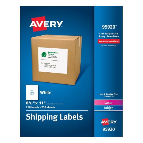 Avery laser inkjet printer white shipping labels - 8.50&#034; width x 11&#034; length - for sale