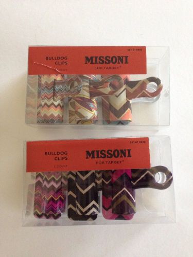 MISSONI FOR TARGET BULLDOG CLIPS ZIG ZAG 3 PACK - NEW Lot of 2 (6 Total) NIB