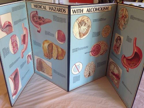 RARE VINTAGE HEALTH EDCO MEDICAL HAZARDS WITH ALC0HOLISM MEDICAL DISPLAY BOARDS