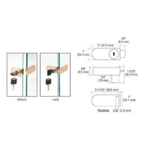 CRL Gold Plated Keyed Alike No-Drill Showcase Lock 255GPKA