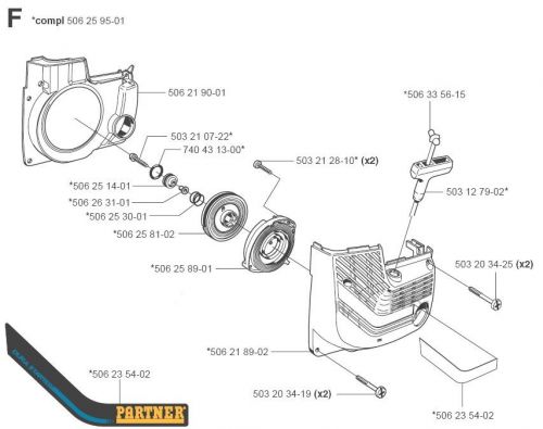 NEW Genuine Partner STARTER RECOIL ASSEMBLY PARTNER K650 K700 506259501