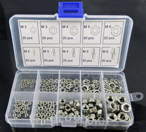 Protable 200PCS  M2-M6 304 Stainless Steel Screw spring pad  Hexagon Metric+Box