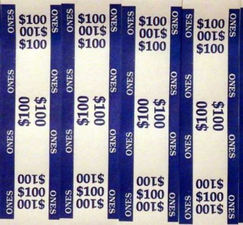 25 - blue $1 self-sealing currency bands - $100 cash - money straps for ones for sale
