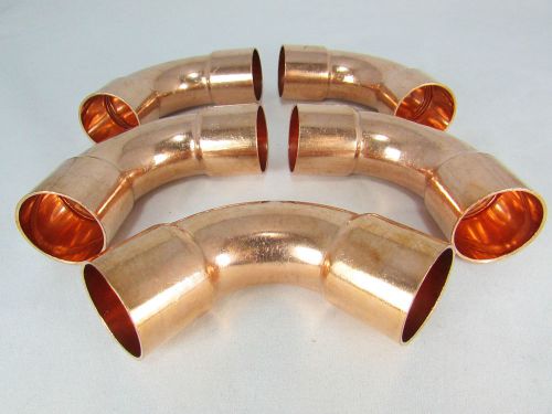 COPPER ELBOW 1 1/8&#034; ID- 90 DEG-LONG RADIUS FOR REFRIGERATION- A/C LINES-5 PC