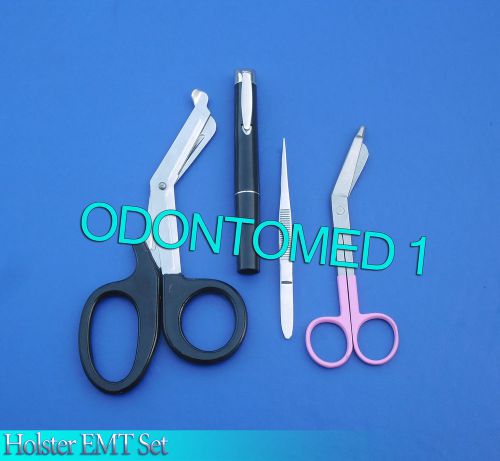 Colormed Holster Set EMS Black EMT Diagnostic+Pink Lister Bandage Scissors