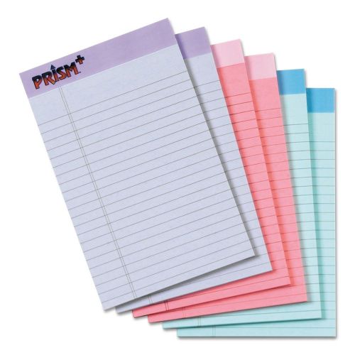 TOPS 63016 Prism Plus PASTEL JUNIOR LEGAL PADS * 6 50-Sheet Pads * Legal Rule