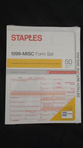 Staples 2015 IRS Tax Form 1099-Misc 5-Part Form Set &amp; Bonus 1099 Envelope