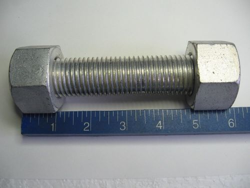 (Lot of 16) 1-1/8&#034;-8 x 6&#034; Pipe Flange B7 Studs w/ 2H Nuts Threaded Rod Zinc Bolt