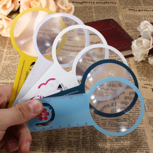 Mini 2 in 1 3X Handheld Ruler Fresnel Magnifier PVC Ultrathin for Reading