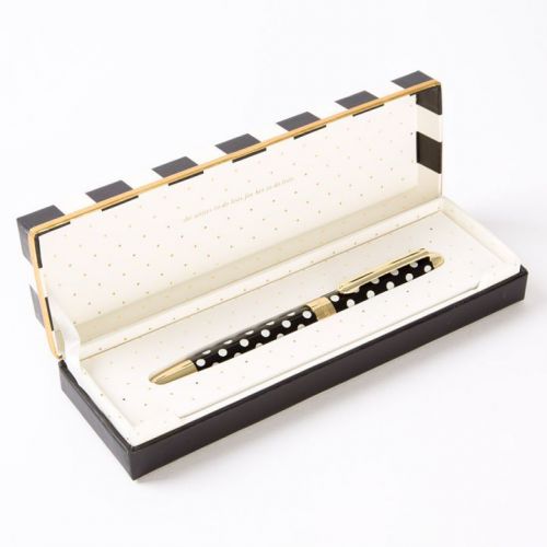 NEW - Kate Spade - Ball Point Pen - Black and White Polka Dot - &#034;To Do List&#034;