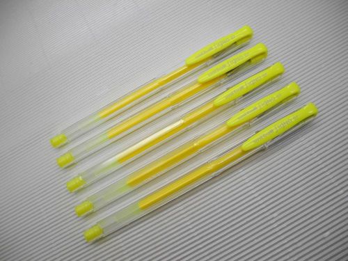 (10 pens pack) uni-ball signo um-100 0.7mm roller ball pen, fluo. yellow (japan) for sale