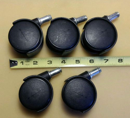 Set of the 5 Shepherd Stem Swivel Casters with Dual 2&#034; Plastic Black Weels