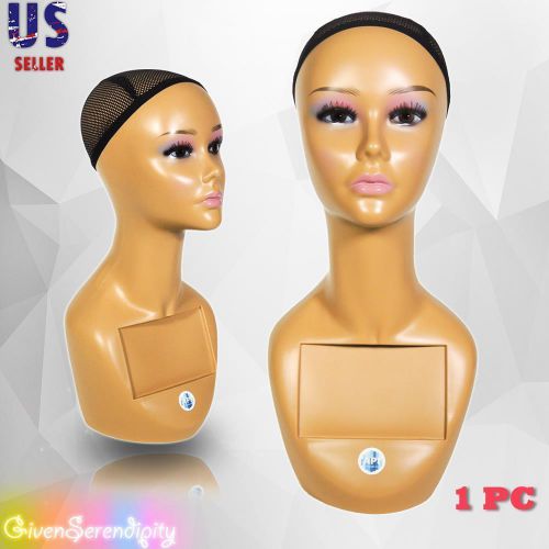 Realistic Plastic Female Mannequin head lifesize display wig hat 18&#034; A1