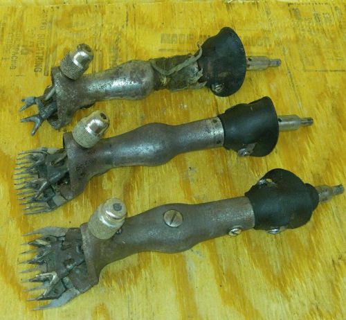 3 VINTAGE STEWART SHEEP GEAR DRIVEN SHEARS CLIPPERS FARM SHEARING TOOL SUNBEAM