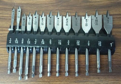 13pc spade bit set wood paddle drill bits with organizer 1/4&#034; - 1&#034; for sale