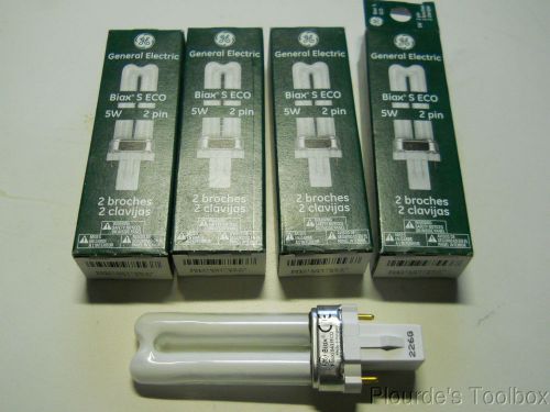 Lot of (4) GE Biax S-ECO 5W 2 Pin Compact Fluorescent Lamp, F5BX/841/ECO