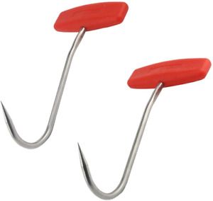 TinaWood 2PCS Meat Hooks for Butchering,T Shaped Boning Hooks with Handle 6 I...