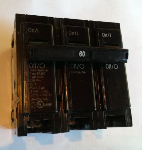 New eaton cutler-hammer br360 60 amp 3 pole 240v  circuit breakers, hacr type for sale