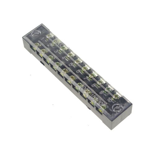 (1)10 Position/Pole 20 Hole Screw Terminal Blocks Covered Barrier Strip 600V 15A