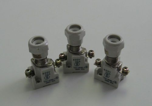 Lot of 3 Ceramic Fuse Holder, AF a30, 41-2585-1, 30A, w/Fuse, WARRANTY