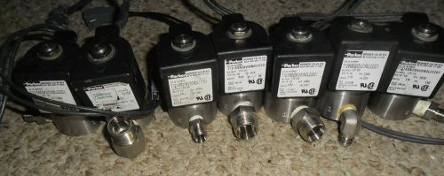 Lot of 7 Parker 1/4&#034; Stainless Body 12VDC Solenoid Valve