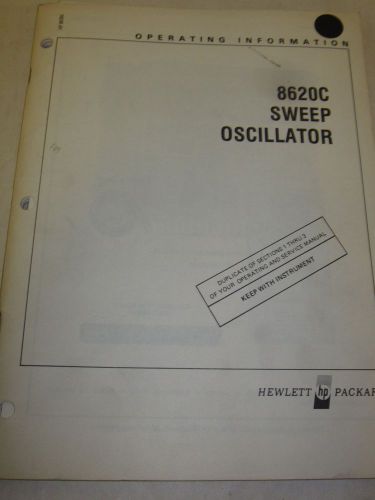 HEWLETT PACKARD 8620C SWEEP OSCILLATOR OPERATING INFORMATION(A53,T2-75,T2-42)