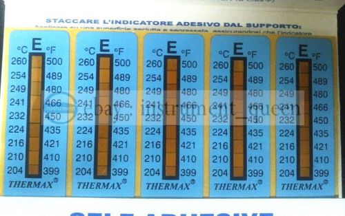 10 strips Thermax Level 8 E Temperature Indicating Strips 204-260°C/399-500°F