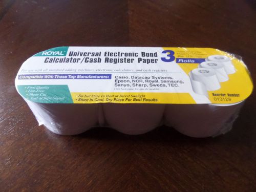 3 Rolls Royal Universal Calculator/Cash register Paper #013129