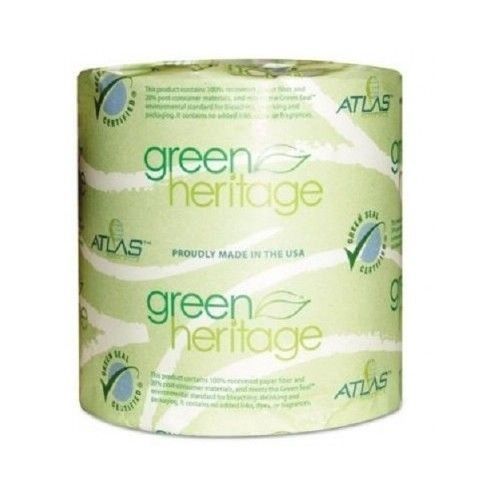 Green Heritage 1 Ply Toilet Paper 1- Bathroom Restroom Tissue Rolls - White