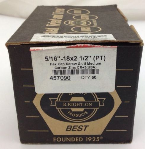 50 Brighton Best 5/16-18x2-1/2 Grade 5 Hex Flange Bolts Cap Screws 457090 Medium