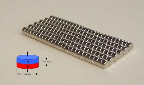 100 pcs of  n52 neodymium (rare earth) disc magnets 1/8&#034;dia x 1/16&#034; for sale