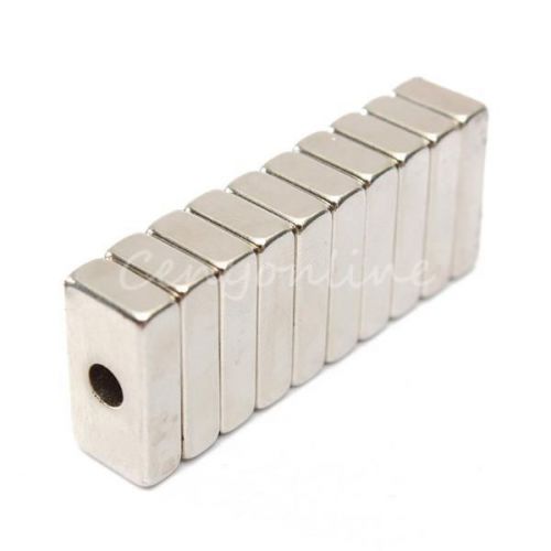 10pcs Neodymium N50 NdFeB Strong Magnets Block Rare Earth 4mm Hole 20x10x5mm