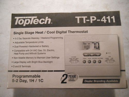 Toptech 5/2 day programable thermostat - tt-p-411 heat / cool - new for sale