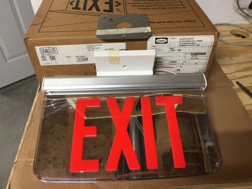 Hubbell LESCSRXNAM Edge-Lit LED Exit Sign AC Satin Alumin RED 120/277VAC