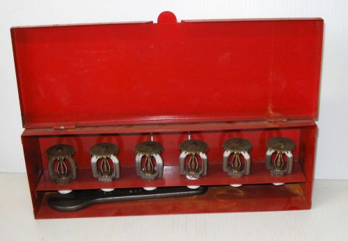 Vtg. Central Sprinkler Co. Fire Sprinkler Head Set Metal Wall Box W/ Wrench 1979