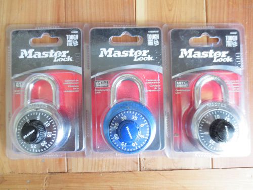 MASTER Lock 1500D Combination Lock. Three Pack. School.Church,Club. One Blue.