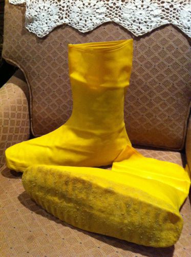 5 PR.Heavy Weight HAZMAT Yellow Latex Boot Cover Shoes w/Textured Soles 2XXL NEW
