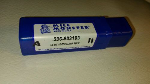 Mill monster 206-603183 5/8-4fl-se-reg-w/.060r tialn Carbide endmill .625