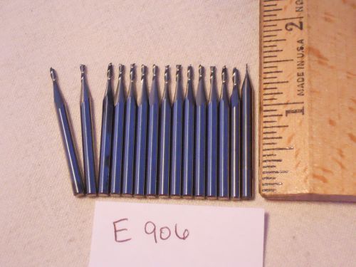 15 NEW 1/8&#034; SHANK CARBIDE END MILLS. 2 FLUTE. USA MADE {E906}