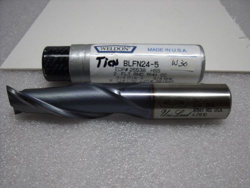 3/4&#034; x 3/4&#034; x 2-1/4” x 4-1/2&#034; 2 FL BLFN TiCN  HSS Weldon Tool End Mill-W30