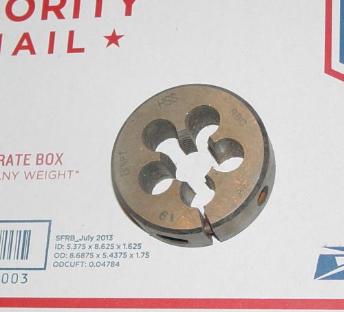 British Standard Pipe Die 3/8&#034; - 19 TPI BSPT adjustable HSS USA