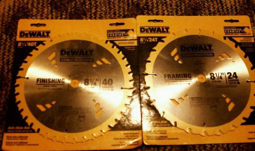 Lot 2 DeWalt DW3184 DW3182 8 1/4&#034; Carbide Finishing Framing Blade  40T 24T