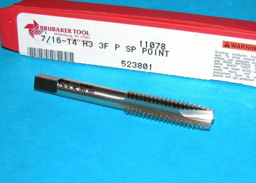 Brubaker 7/16-14 Spiral Point Plug Tap GH3 3FL HSS NC (Made in USA)